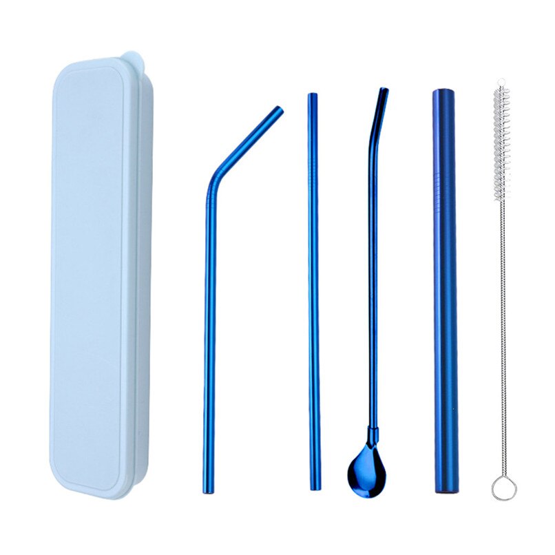 Rvs Rietjes Lange Rvs Metalen Rietjes Met Cleaning Borstels Set Recycle #2U26: F