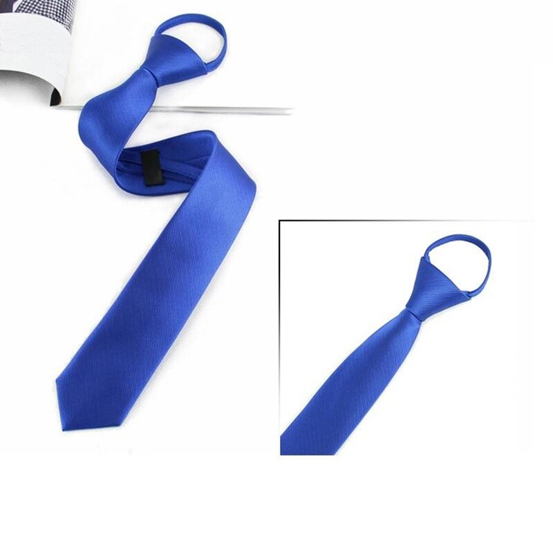 Men's Zip Tie Slim Fit Narrow Lazy Tie Zipper Necktie Korean Neckwear Wedding Party Anniversary Office Necktie Blue Ties: 02
