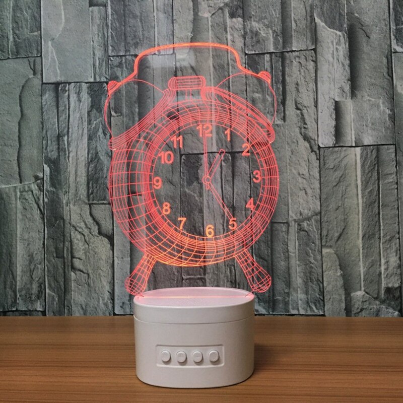 3D Wecker Optische Illusion Sichtbar Nacht Licht Mit Bluetooth Lautsprecher Basis Led Schreibtisch Lampe, 5 farbe Für Usb, Kinder Baby