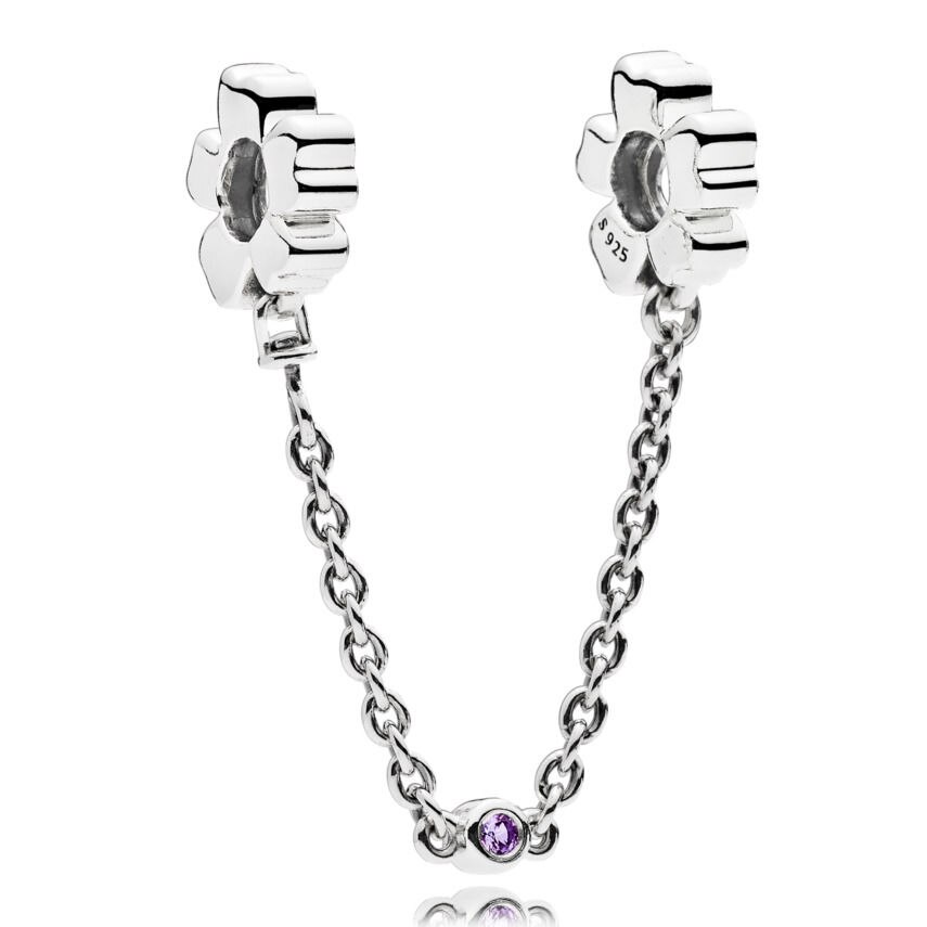 Arcs Of Love Enchanted Heart Shining Elegance Floral Safety Chain Charm 925 Sterling Silver Beads Fit Bracelet Jewelry: 5