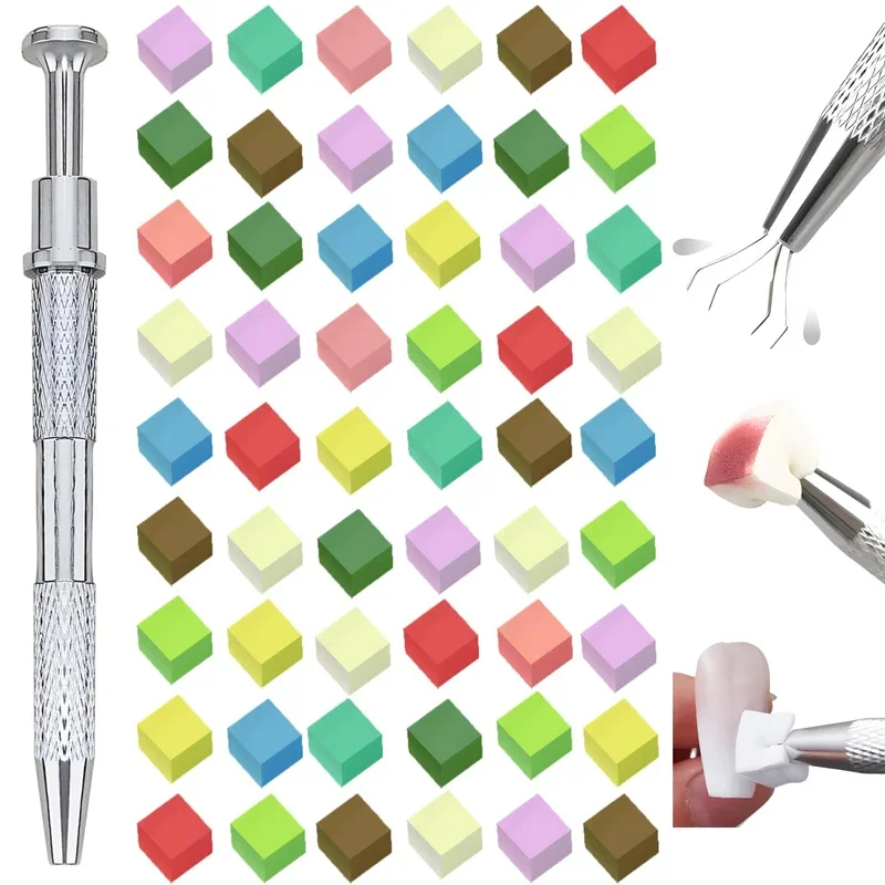 Ensemble d'éponges carrées pour Nail Art, 50 pièces, pinceaux dégradés, de vernis Gel, stylo à saisir, fournitures de manucure 229w: kaki foncé