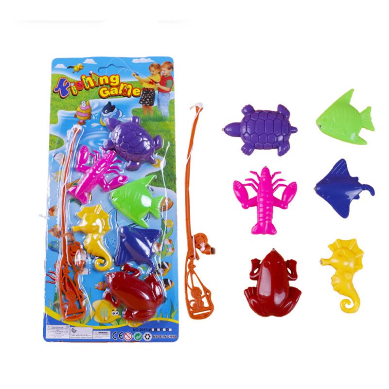 7pz Giocattoli di Pesca Magnetici per I Bambini 6 Tipi Di Pesce + 1 Canna Da Pesca impostato GXMB