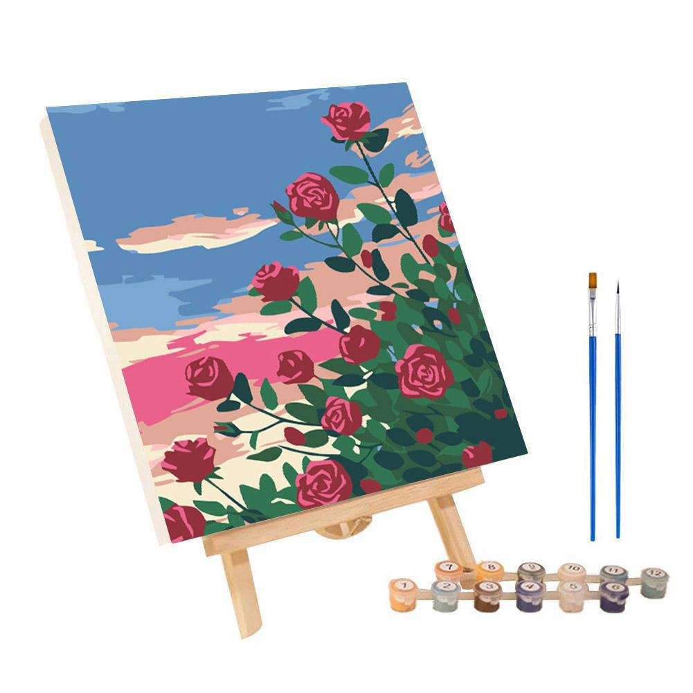 Frame Painting By Numbers Kits Abstract Sunset Landscape Modern Drawing Coloring By Numbers Acrylic Paint For Home Decor: Pink
