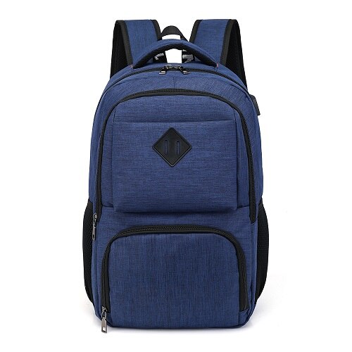Preppy Stijl Usb Lading Rugzak Mannen Schooltassen Tiener Jongens Laptop Tas Reizen Grote Capaciteit Student Rugzakken: Blauw