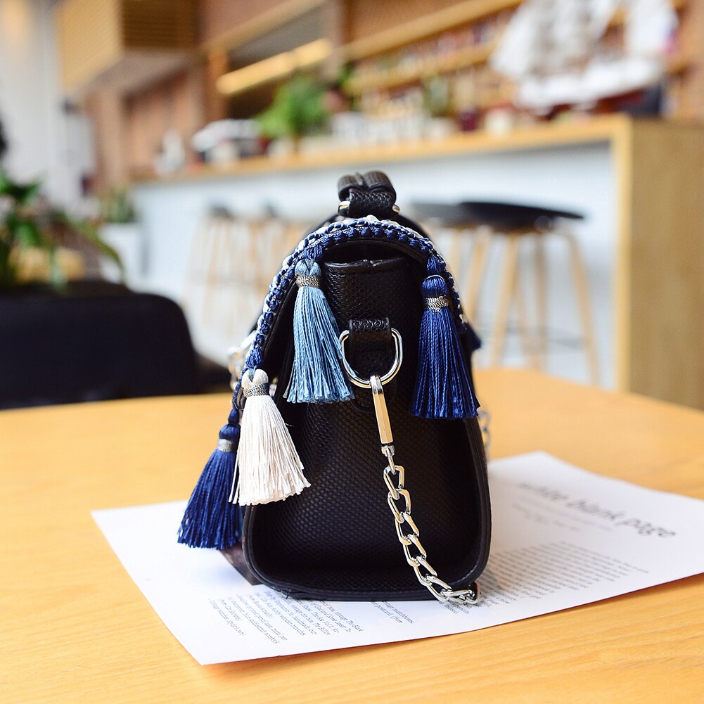 Quaste Schulter Bote Tasche Frauen Mädchen Kleine Quadrat Jahrgang Kette Umhängetasche Einkaufen Handtasche Bolsas Feminina Mujer