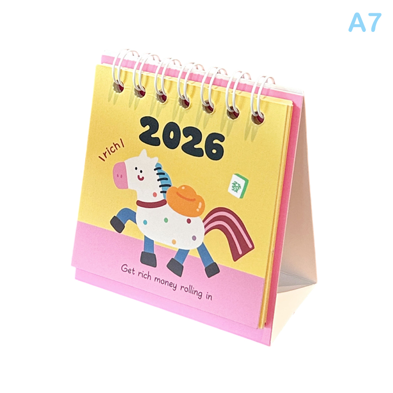 Horse Year Mini Desk Calendar Cartoon Portable Coil Monthly Calendar Planner Office And Home Decor Year'S: army green