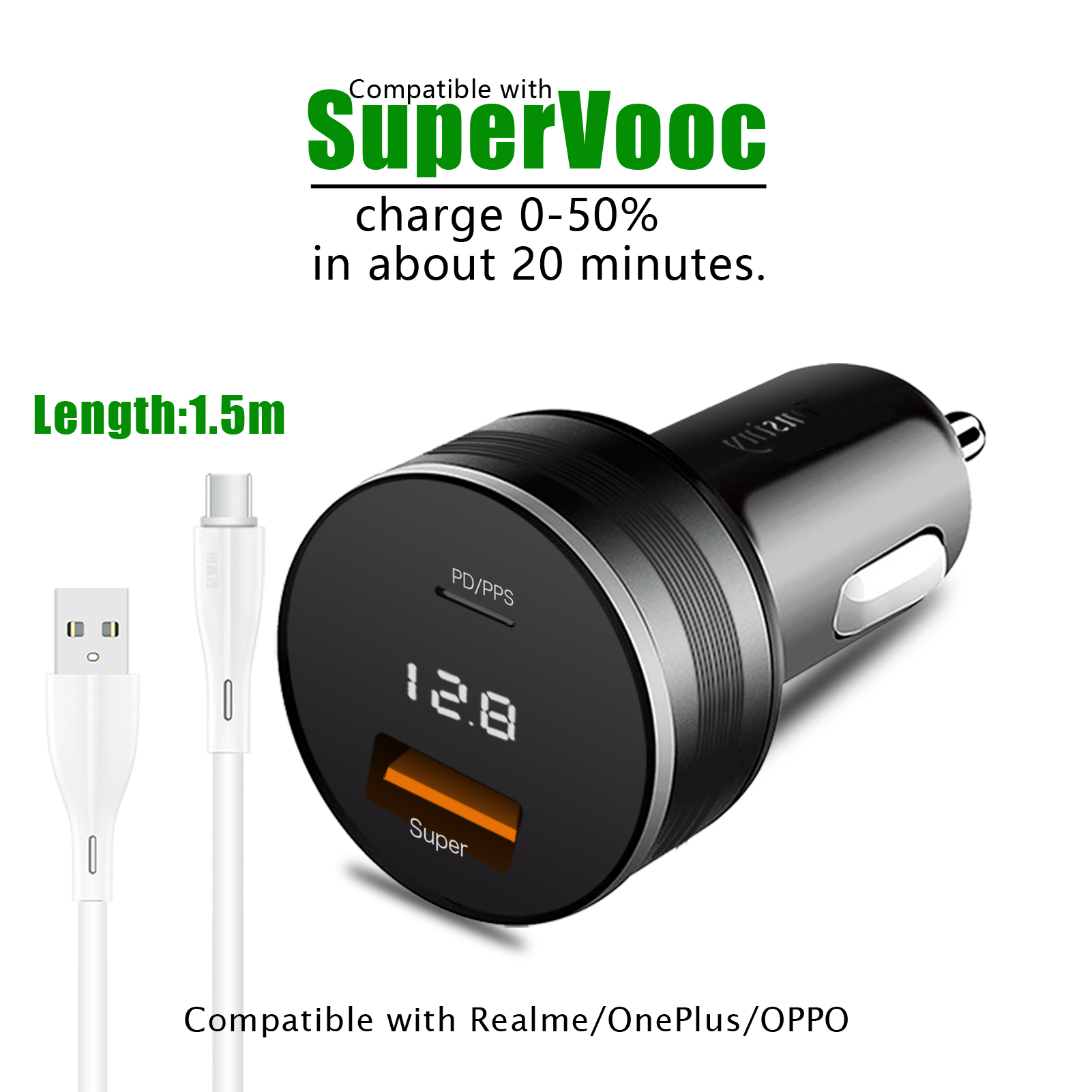 Supervooc Car Charger for Realme 11/10/9 Pro/C55/C35,Warp car adapter for OnePlus 11,Cigarette Lighter charger for OPPO Find X5: Universal