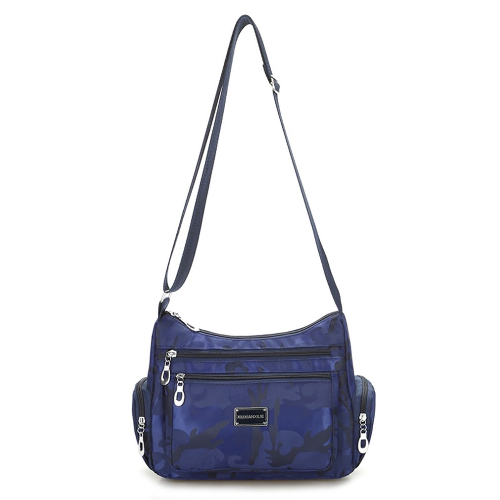 Women Handbag Multi-Functional Bag Women's Shoulder Bag Durable Waterproof Nylon Crossbody Messenger Bag Female: Dark flower blue