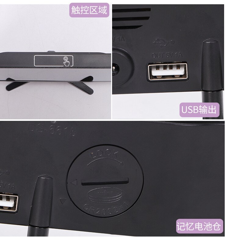 LED Digital large number display Temperature Alarm Clock Electronic nixie clock usb charge Mirror watch of Home Decoration