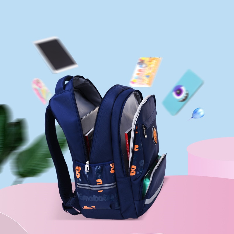 OKKID école primaire sac à dos pour garçon étanche livre sac enfants sac d'école bande réfléchissante étudiant sac à dos pour garçons