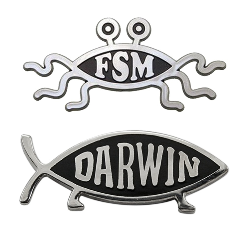 Fliegen Spaghetti FSM und darwin Fisch Stift einstellen