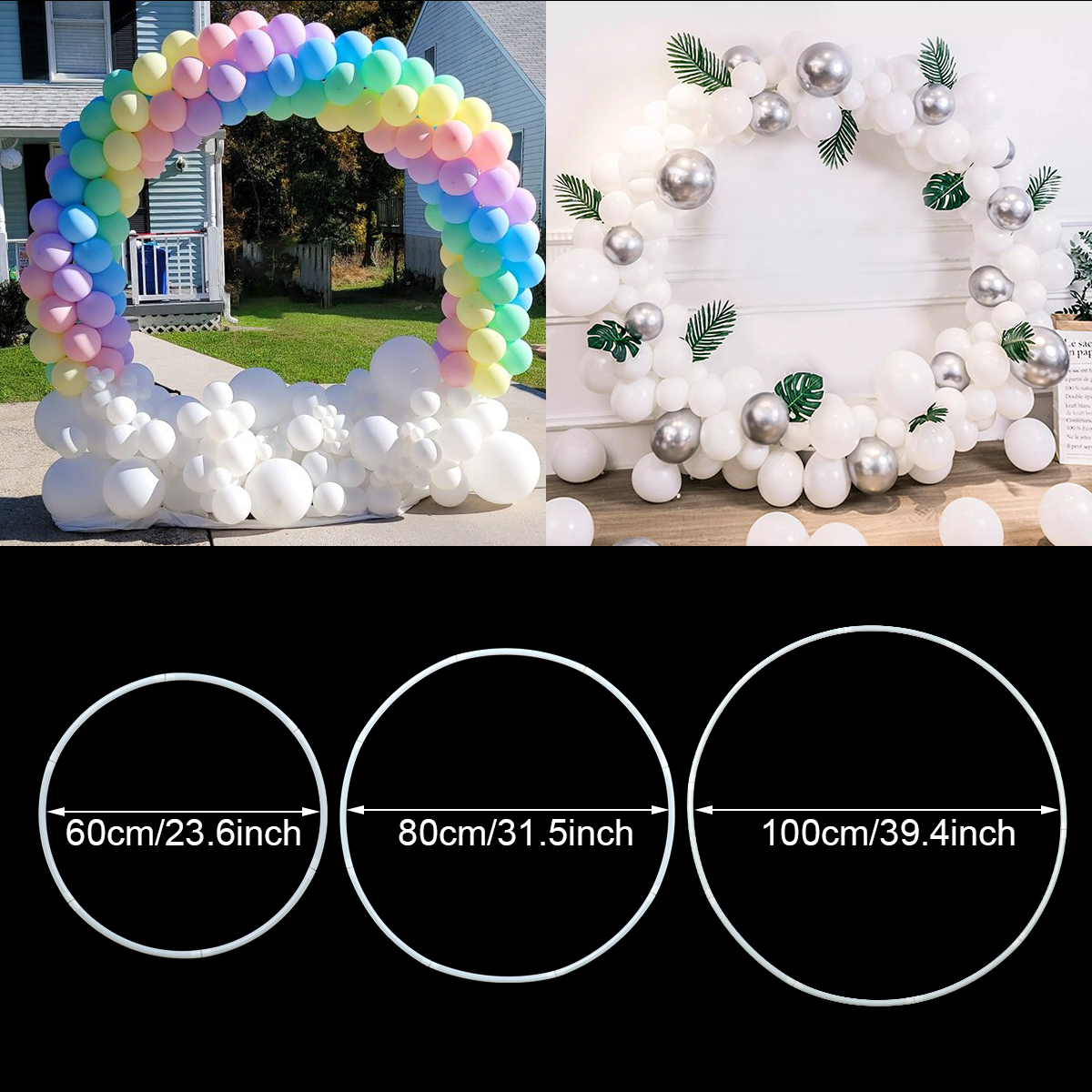 Arco de globos DIY de 60/80/100cm, corona de plástico, anillo de aro para globos para decoración de de cumpleaños y boda, guirnalda circular para Baby Shower para niños