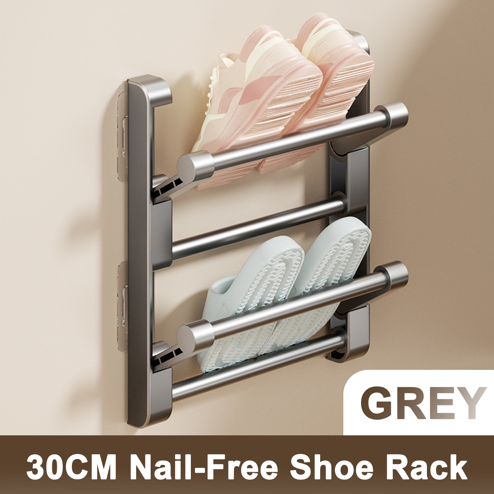 Eenvoudig schoenenrek Aan de muur gemonteerde badkamerslippers Haakhouder Schoenen Slipper Afvoeropslag Droogrek Schoenenorganizer Hanger: Mixed Color