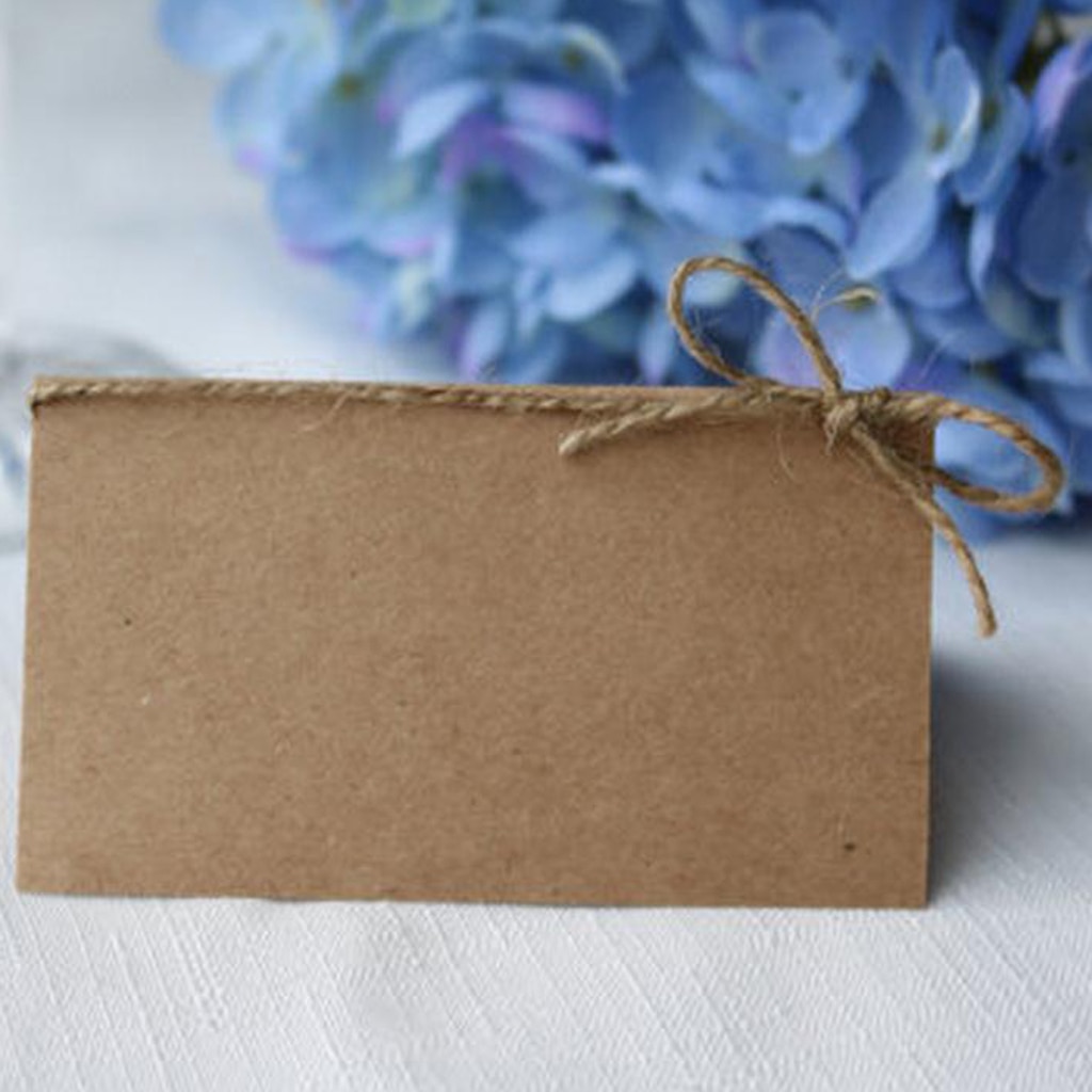 Carte vierge en papier Kraft 150x | Carte rustique avec nœud en ficelle, carte de nom de lieu de mariage