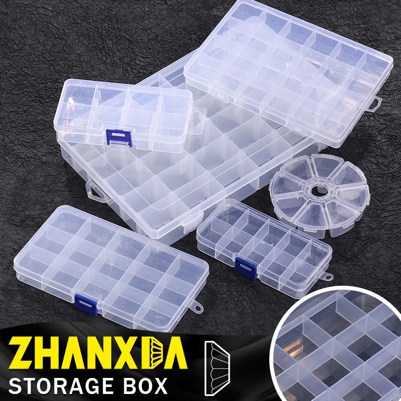 8/10/24/36 Compartment Organizer Box With Adjustable Dividers Plastic Storage Container For Jewelry Craft Diy Bead Sewing