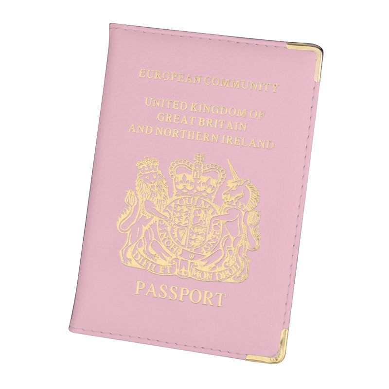 UK and European Passport Holder PU Leather Covers for UK Men Women French Passports Organizer for Travelling: Pink
