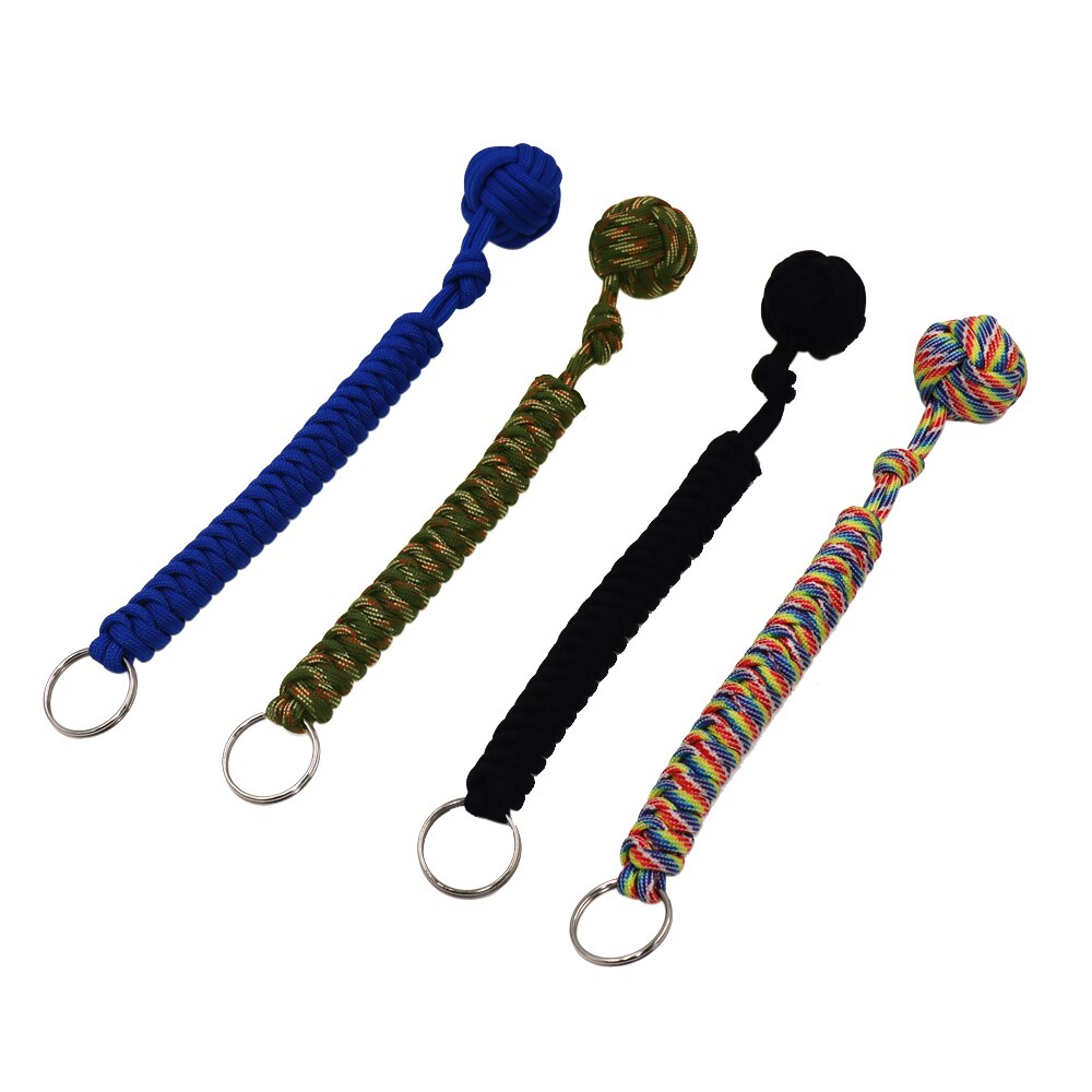 YOUGLE-cordón de paracaídas de 20cm, cuerda de Puño de mono, llavero de nudo, llavero con bola de Metal
