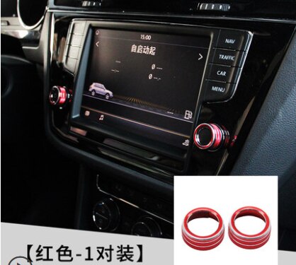 Botón de Audio estéreo Control de volumen anillo cubierta de accesorios de coche para vw Tiguan mk2 Atlas t-roc Ateca de a: Rojo