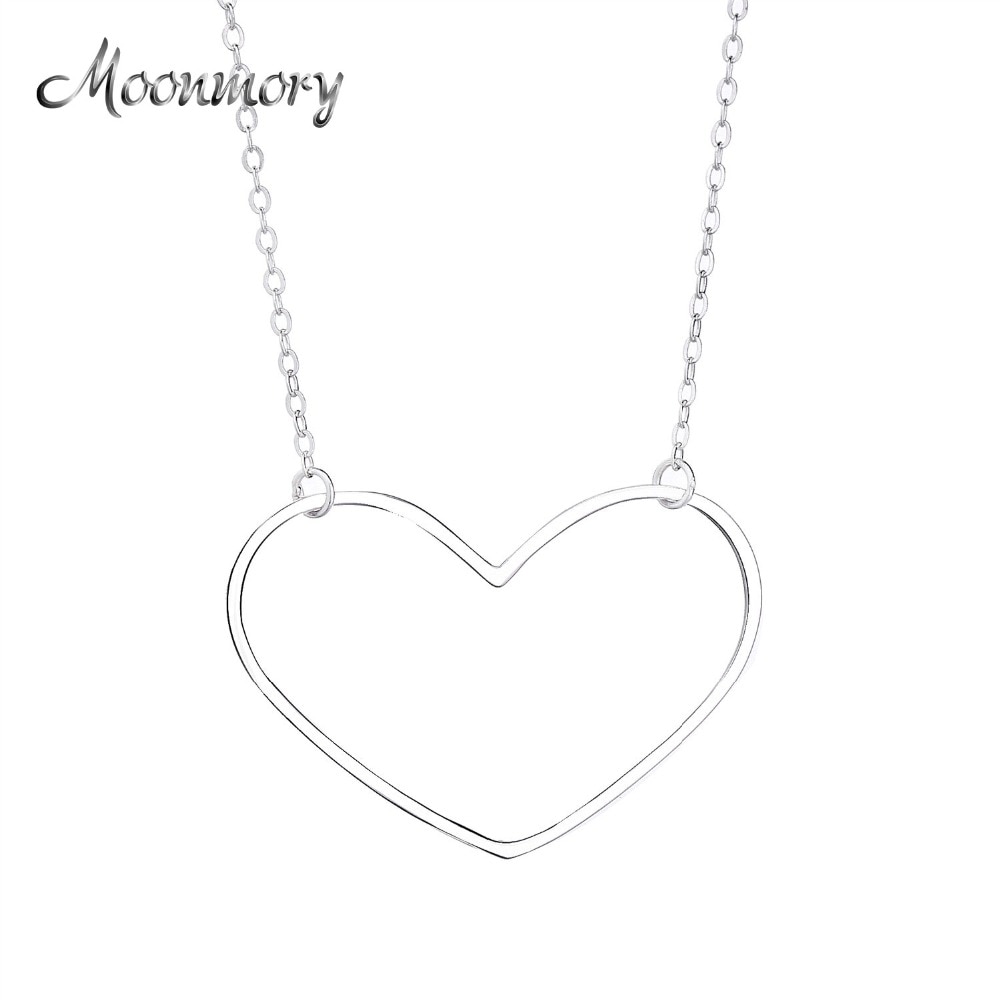 Moonmory 925 Sterling Silber Verriegelung Schlüsselbein Kurze Halskette Große Herz Lange Kette Halskette Für Frauen collares erkek kolye