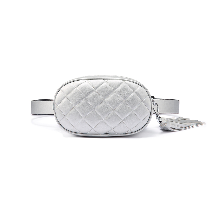 LOVEVOOK Fanny Pack for Women - PU Leather Chest Bag - Plaid Shoulder Pouch - 20x6x11cm: Silver