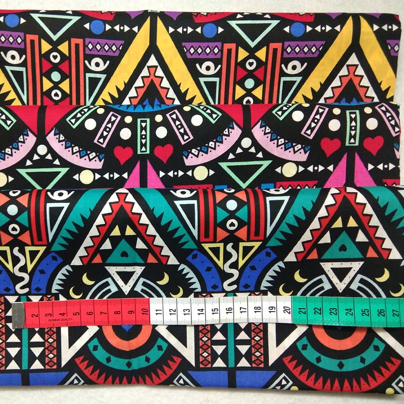 ViaPhil-tela estampada de tótem abstracto de estilo africano, tejido de tela de África de retales para vestido y decoración del hogar, 100% de algodón