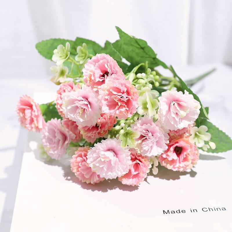Lille flok kunstige blomster nelliker stue silkeblomst til boligindretning bryllup tilbehør dekoration: Lyserød