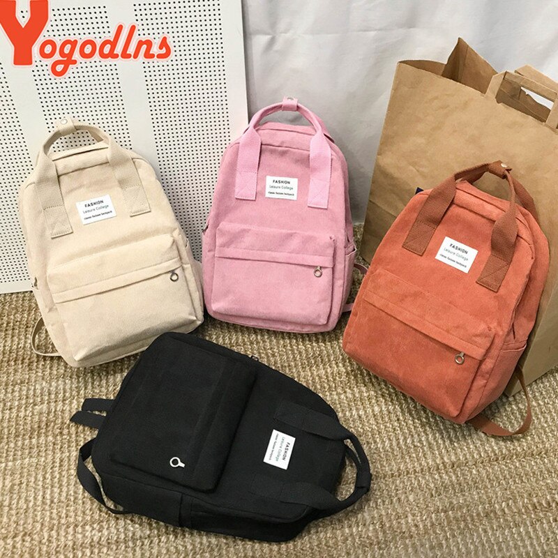 Yogodlns 2022 kvinnor canvas ryggsäckar vattentäta skolreseväskor för tonåringar flickor laptop ryggsäckar patchwork ryggsäck