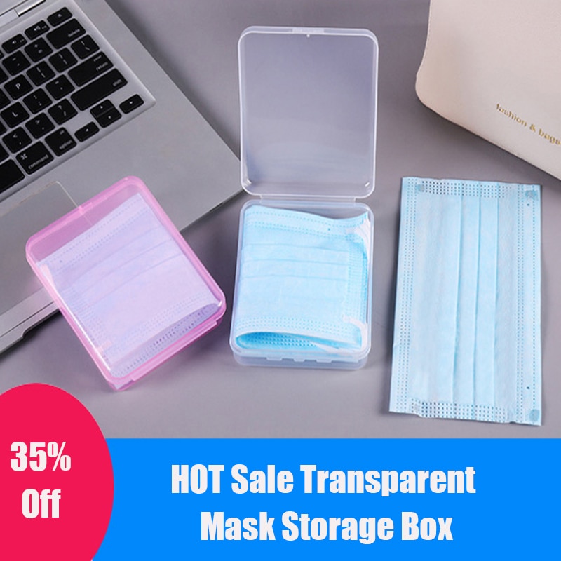 Dustproof Transparent Face Shield Mask Storage Box Moisture-Proof Disposable Face Nose Cover Organizer Holder Mask Storage Case