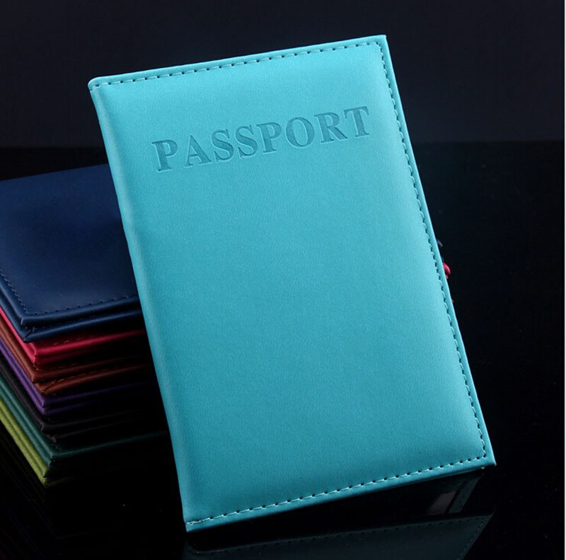 Artificial Leather Women Passport Holder Couple Models Women's Travel Passport Cover Unisex Card Case Man Card Holder: Sky Blue