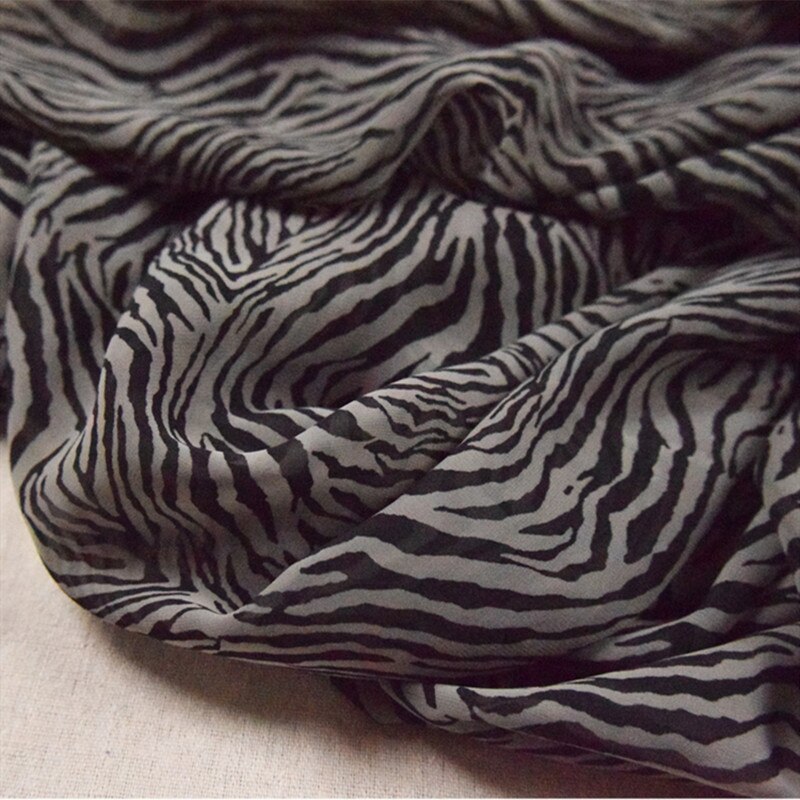 Half Meter Grey Zebra Chiffon Fabric For Dress Shirt Sun-Proof Clothing Lady's Garment Material Thin Transparent T1395