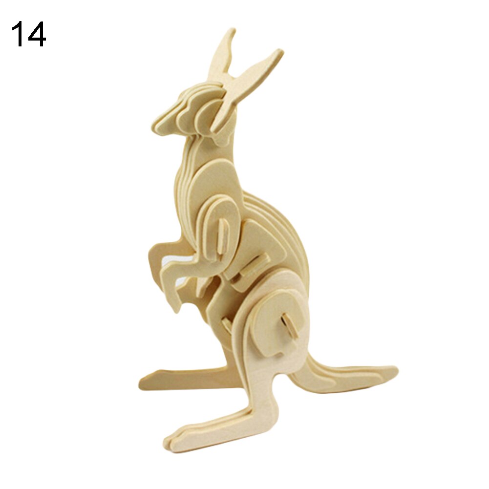 3D Wooden Blank Puzzles DIY Animal Model Crafts Kits Education Kids Toy: Kangaroo