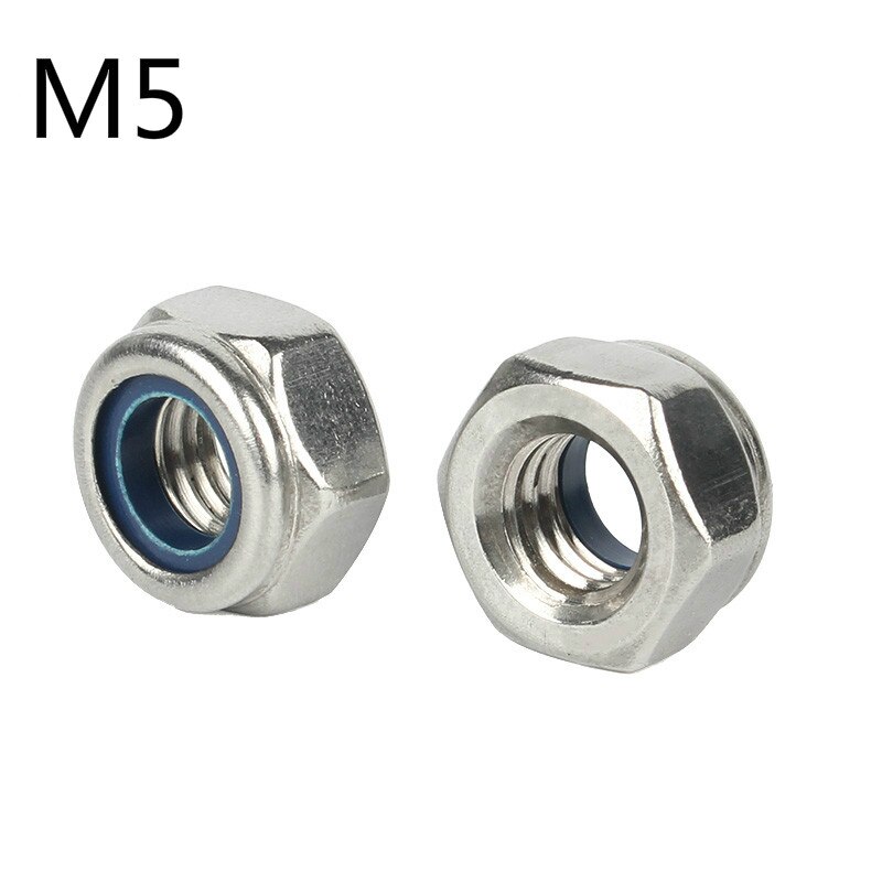 Anti loose self-locking nut 304 stainless steel anti slip locking hexagon screw cap M4M5M6M8M10M12M14: Blue