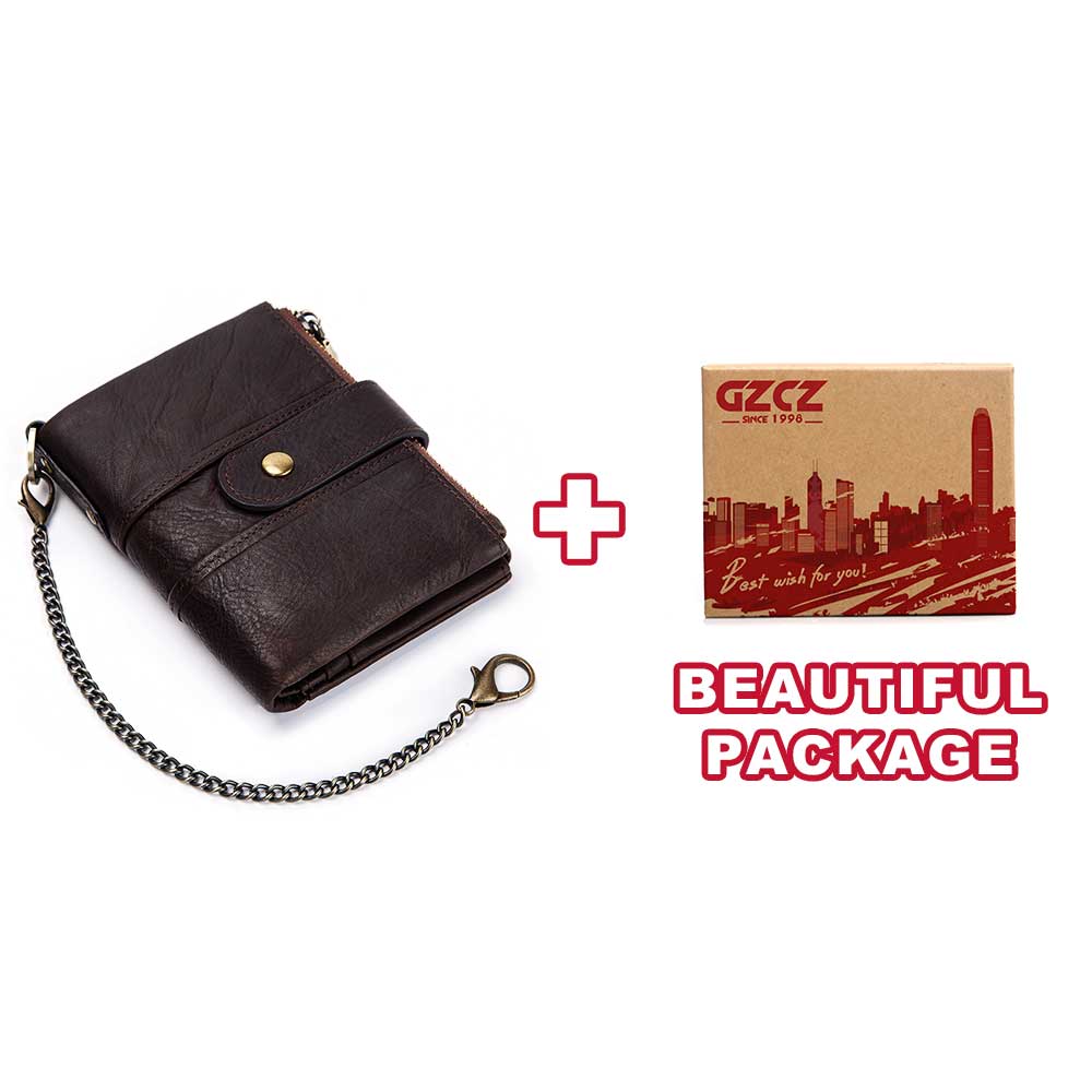 Wallet Wallets Women Women 100% Genuine Leather lady Red Walets For Organizer Coin Purse Clutch Short Small: Coffee-BOX-Chain