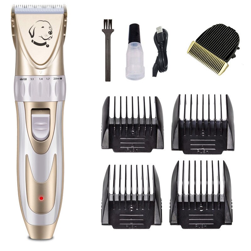 Profissional pet cão aparador de pêlos animais de estimação grooming clippers gato cão cortador máquina barbeador baixo ruído tesoura elétrica clipper: KIT2-WHITE