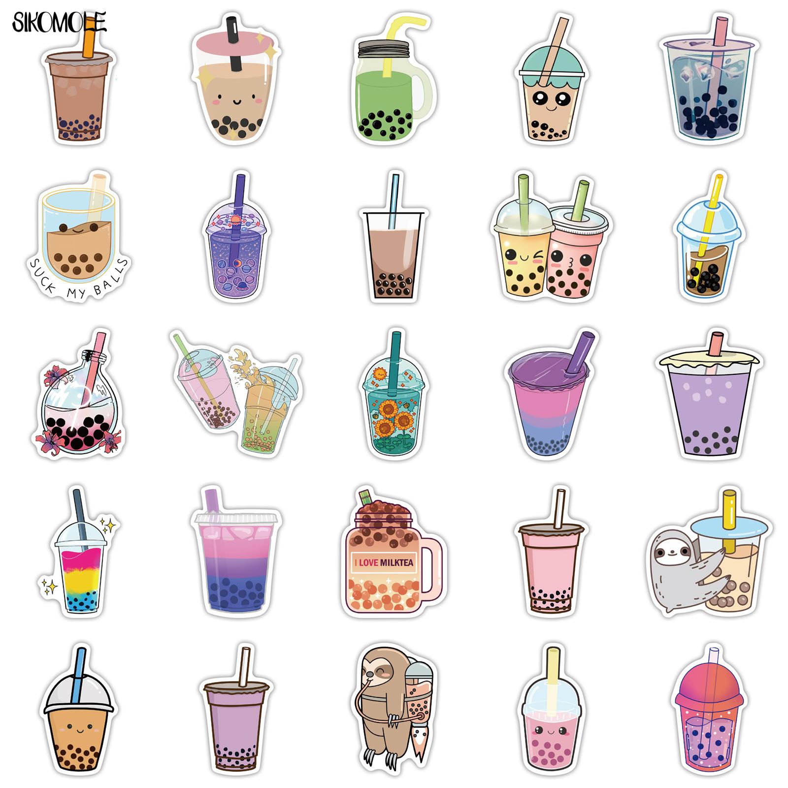 Pegatinas de té de leche de perlas Kawaii, 10/30/50 piezas, DIY, cuadernos, teléfono, equipaje, portátil, Boba, Burbuja, pegatinas, Graffiti, F5