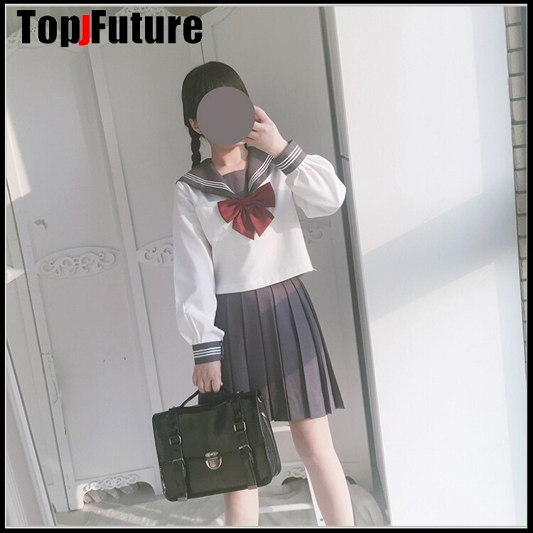 Orthodox college style Japanese student uniform JK Uniform suit GREY suit orthodox sailor suit pleated skirt class suit