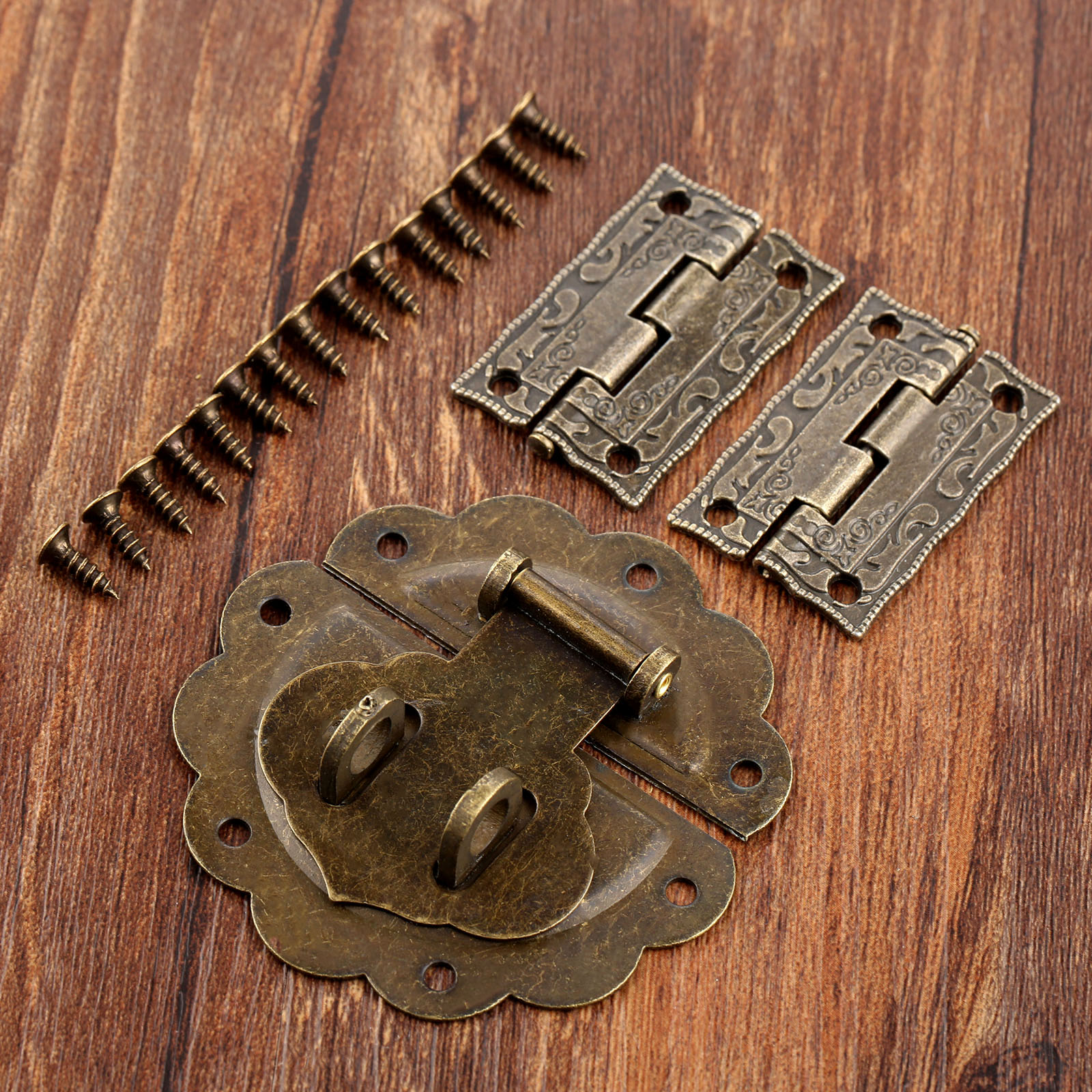 Juego de herrajes para muebles antiguos con cierre de hebilla con cierre decorativo chino antiguo candado para joyería caja de madera 58mm