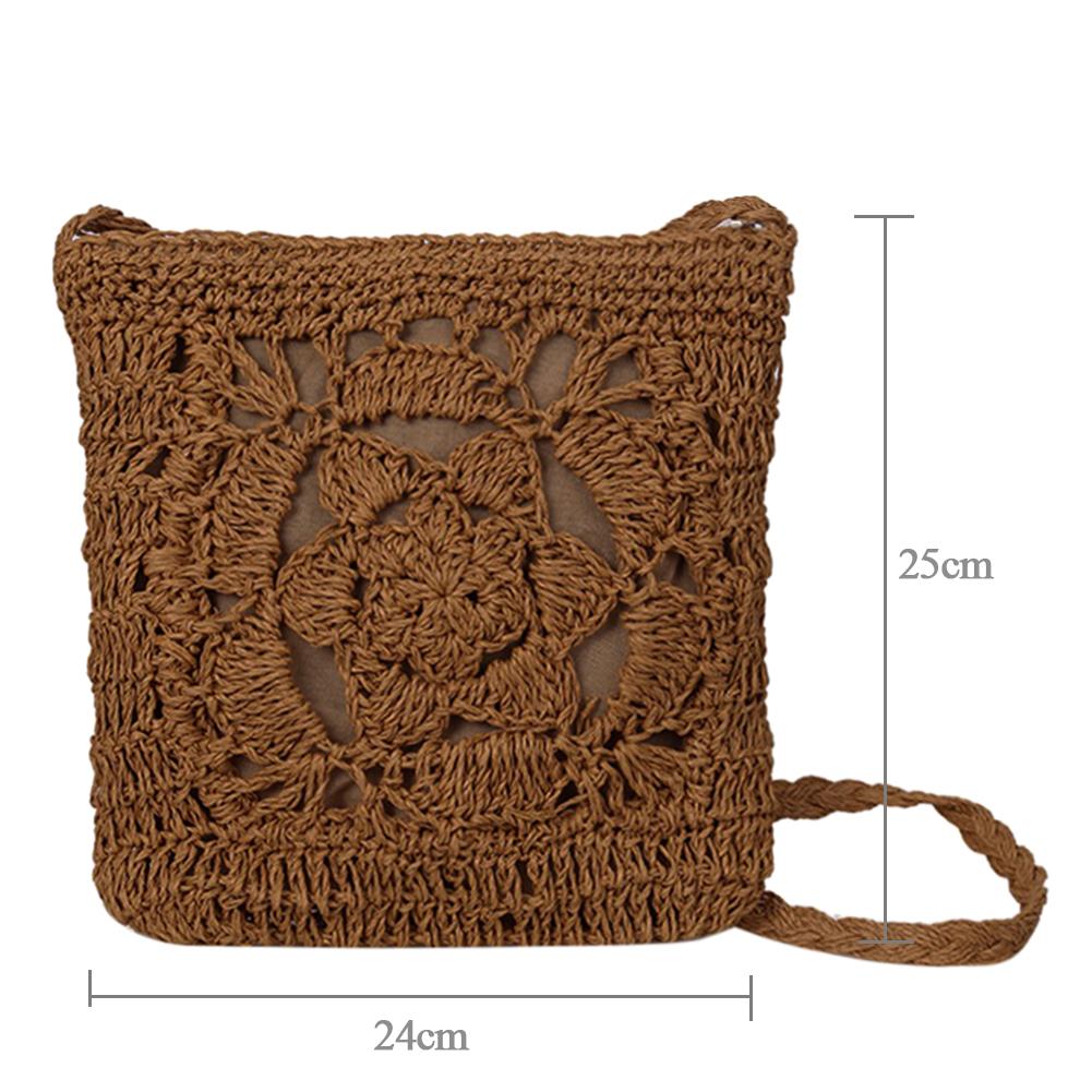 Zomer Stro Crossbody Vintage Vrouwen Meisjes Bloem Gehaakte Gevlochten Schoudertassen Rotan Strandtas Reizen Shopper Totes