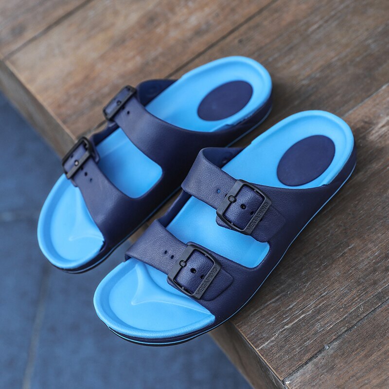 Summer men Beach Slippers Jelly Shoes Men Eva Beach Sandals Outdoor Men Casual Shoes Walking Beach Flip Flops Zapatos: Blue / 8