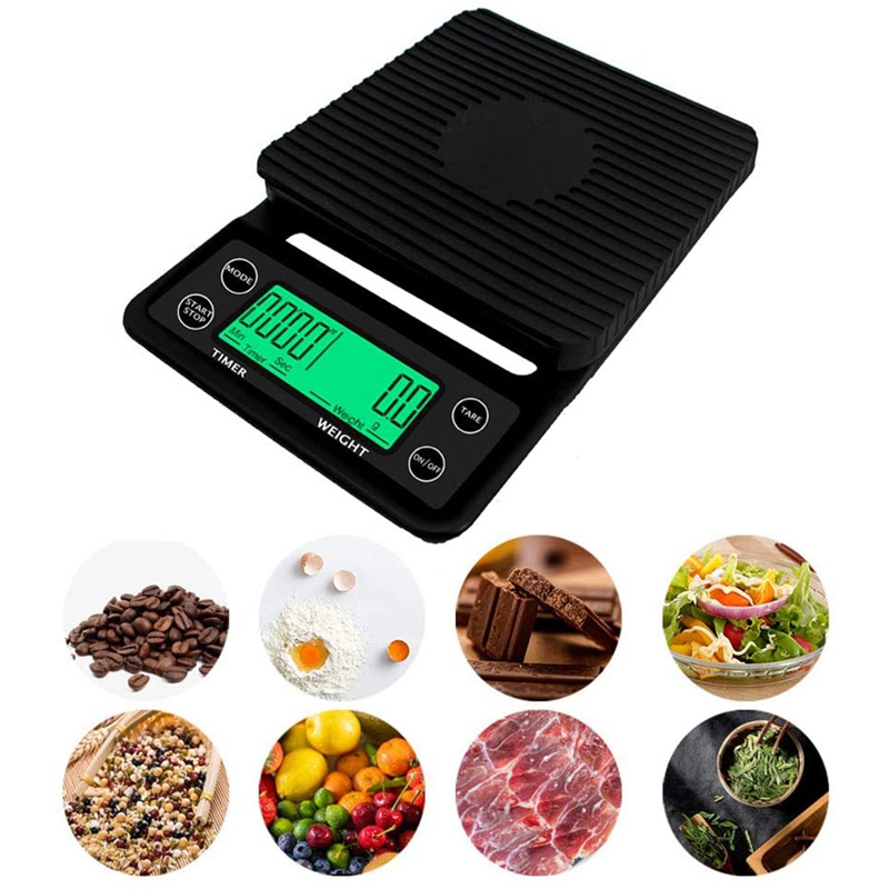 Coffee Scale With Timer, Digital Kitchen Food Scale, 5000G/0.1G Digital Coffee Scale With LCD Backlight Display