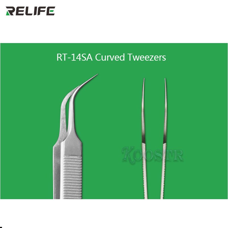 Pinza RT-14SA pinzette curve punta dritta precisione antistatica pinzette in acciaio inossidabile pinze telefono PC riparazione utensili a mano
