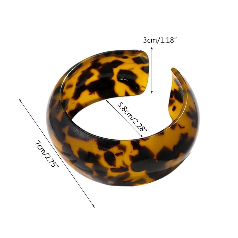 Brazalete de leopardo con placa de acetato para mujer, brazalete ancho con apertura, joyería para mujer, decoraciones de