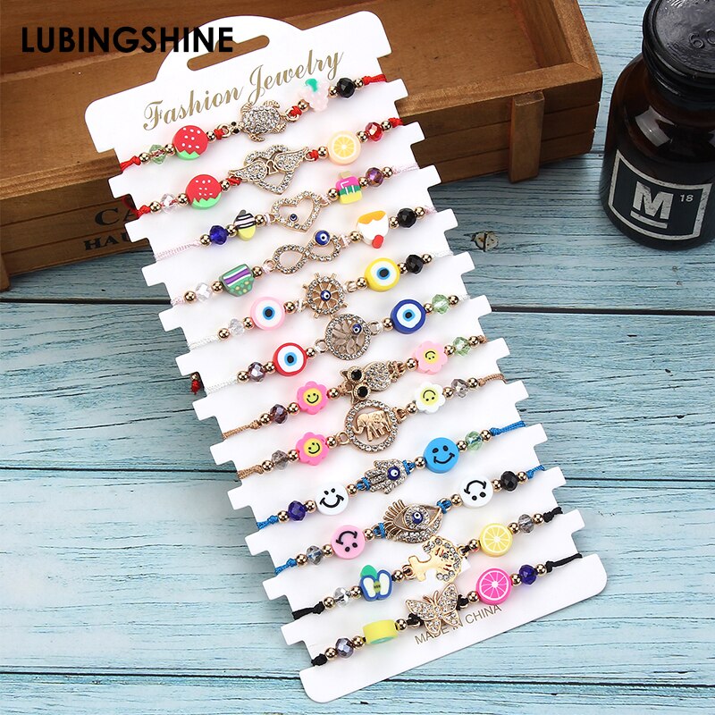 12 Stuks Kids Meisjes Armbanden Verstelbare Leuke Armbanden Schildpad Vlinder Vriendschap Armband Sieraden Tiener Meisjes Evil Eye Charms