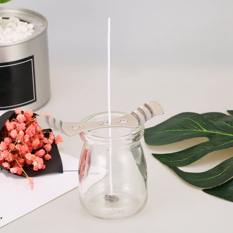 Candle Making Kit 100Pcs Pre-Waxed Candle Wicks with Double-Sided Dots Wick Stickers and Wick Holder Sustainer