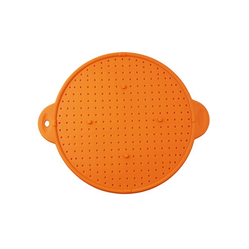 3 i 1 multifunktionell köksutrustning silikonsprutskydd skärm pan pan stekpanna lock lock spill propp kruka stänk sil sil ^ o ^: Orange