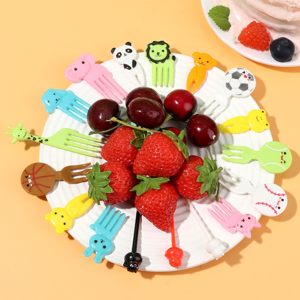 6-10pcs Mini Animal Cartoon Food Picks Kids Children Snack Cake Dessert Food Fruit Forks Lunch Bento Accessories Party Decor