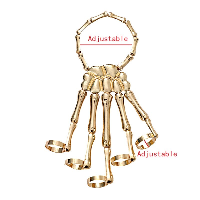 Bracelet d'Halloween de Style Gothique Punk, Accessoire à Main Crâne Squelette, Élastique et Ajustable, Accessoires de Fête, pour Femme