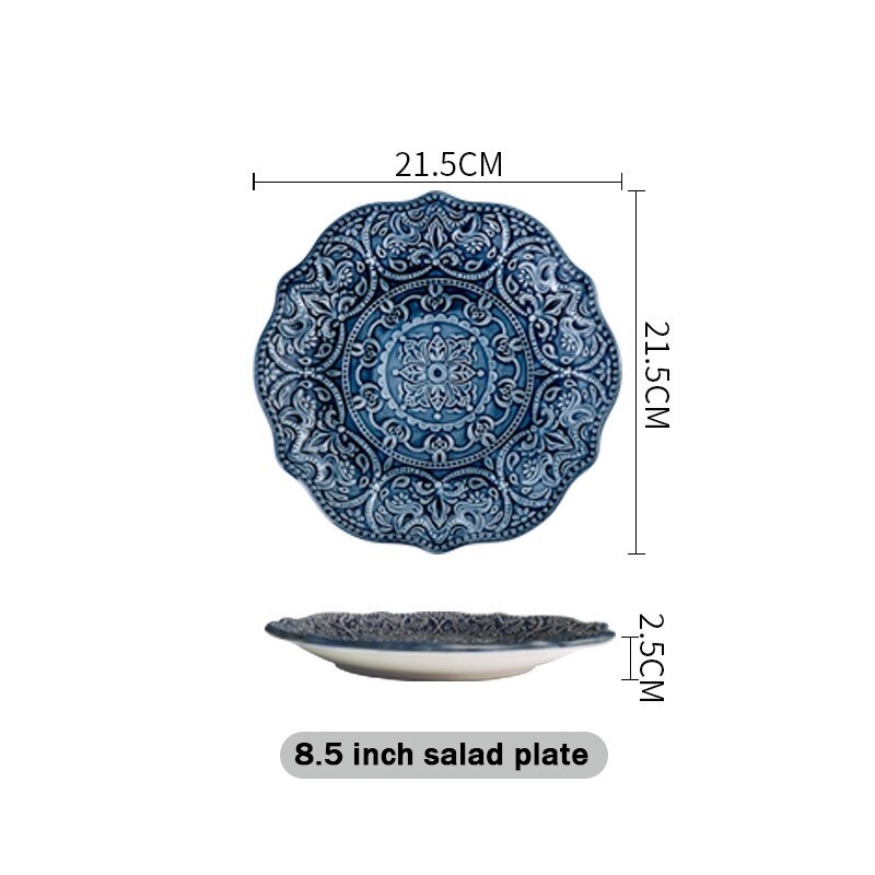 Dinner Set of Ceramic Dishes Full Ceramic Christmas Tableware Plates Ceramics Dishes for Serving Baroque Northern Europe: 8.5 inch salad plate
