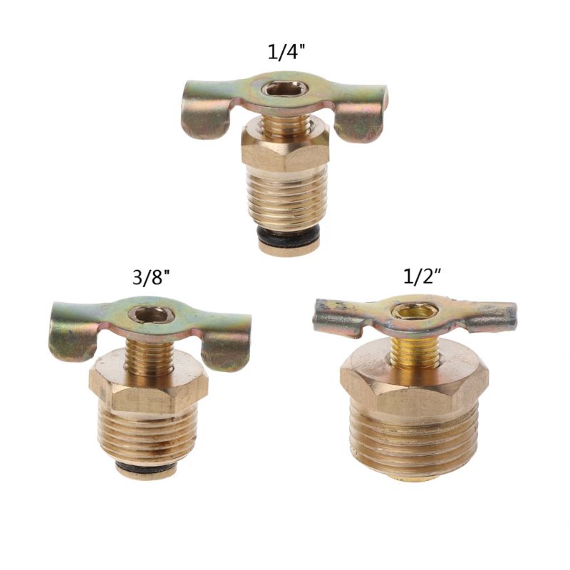 NPT 1/4" 3/8" 1/2‘’Solid Brass Drain Valve Compressor Air Tank Port Fittings Petcock Water Drain Valve Replacement Part