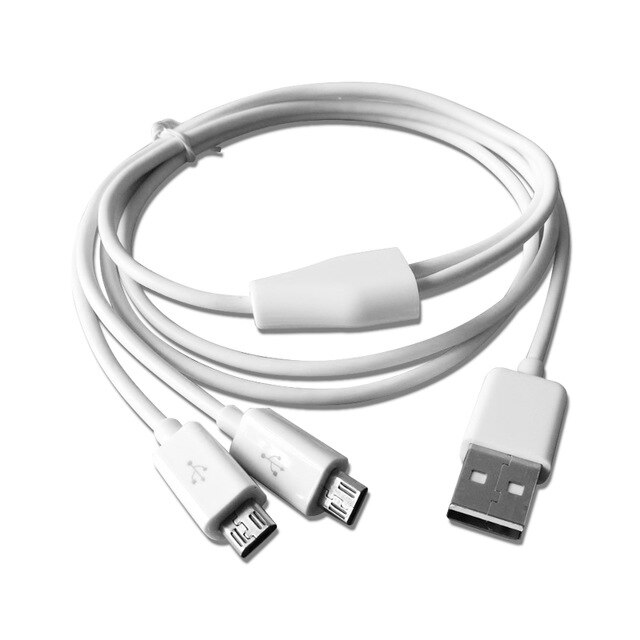 Fonken 2- in- 1 micro-usb-kabel, smartphone-oplader, dubbele usb-kabel voor oppo vivo android-telefoon, oplaadsnoer, mobiele telefoonaccessoires: Beige